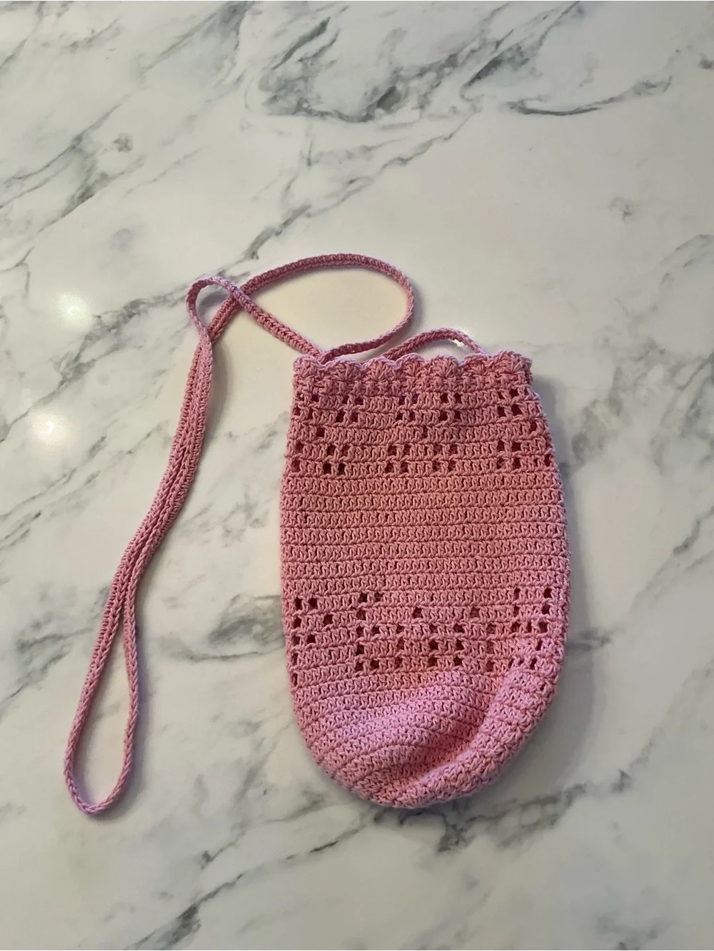 Handmade Pink Crochet Kids Crossbody Bag
